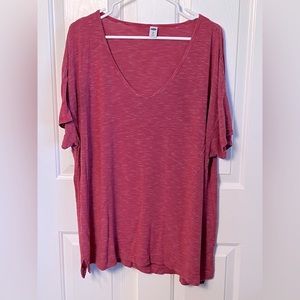 Old Navy Luxe Top, Red & White Striped, Soft Cotton, size XXL, oversized